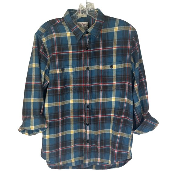 J Crew Mid Weight Flannel Shirt Womens Medium Blue Slim Fit - Picture 1 of 12